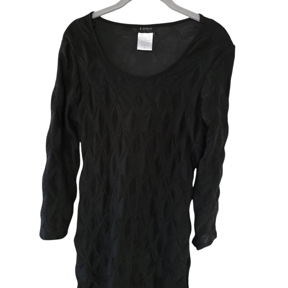 B Darlin Black Chevron Textured Long Sleeve Bodycon Mini Dress L Indie Sleaze - Picture 5 of 12